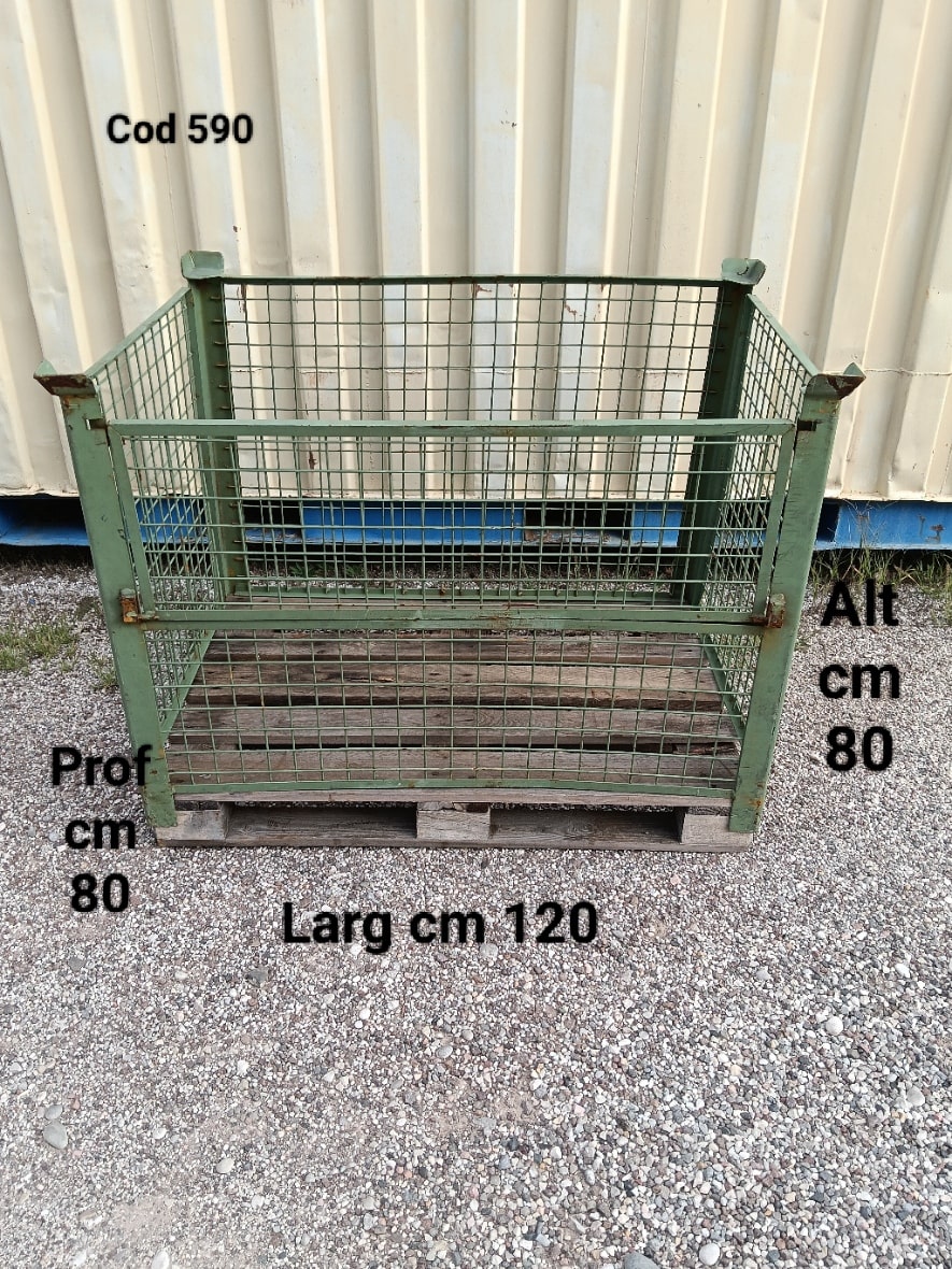 Contenitore paretale removibile in rete metallica per pallet