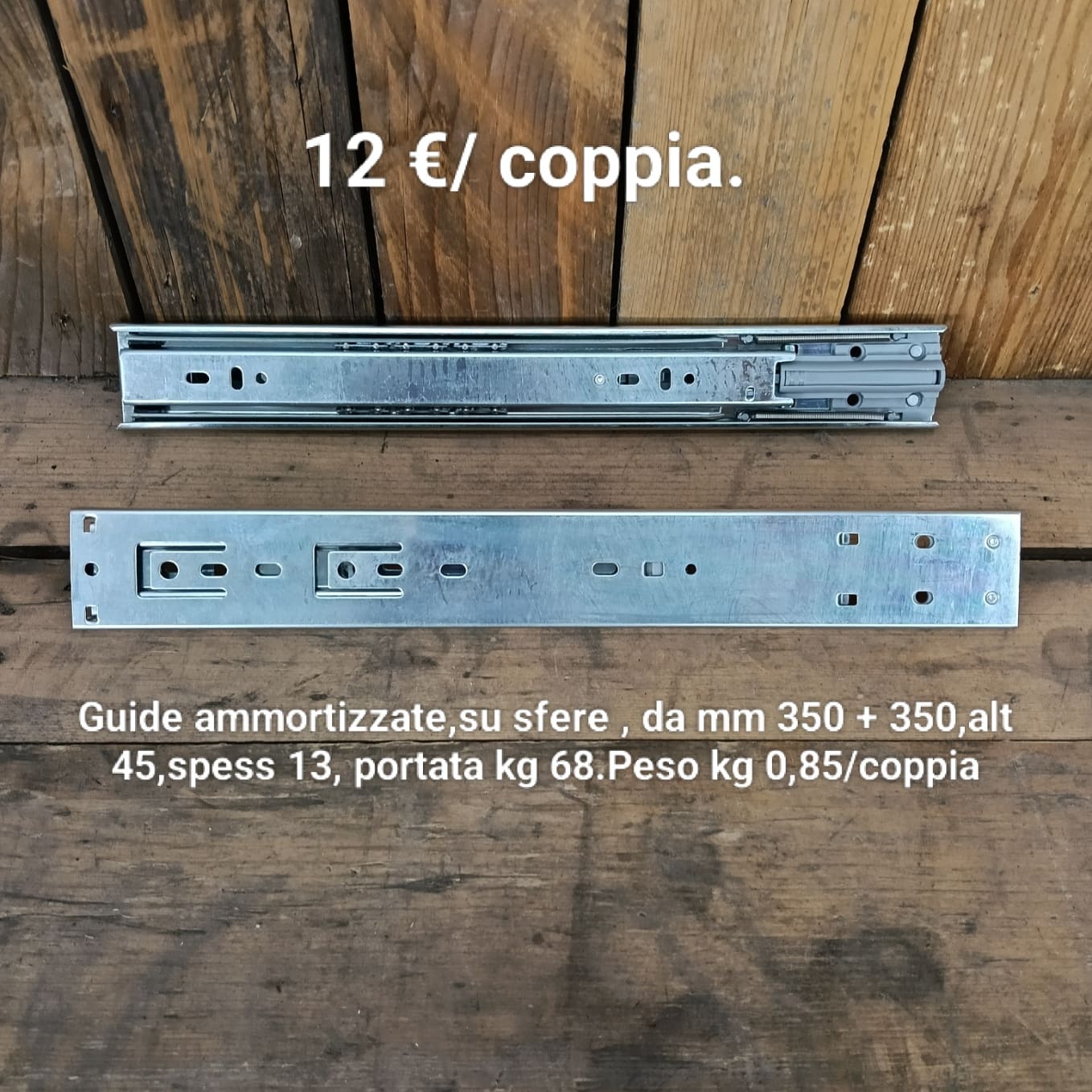 Guide per cassetti pesanti ad estrazione totale, da mm 350 + 350