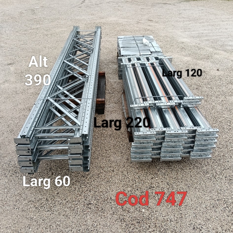 Scaffale zincato porta pallet, larg cm 1250 x h 390