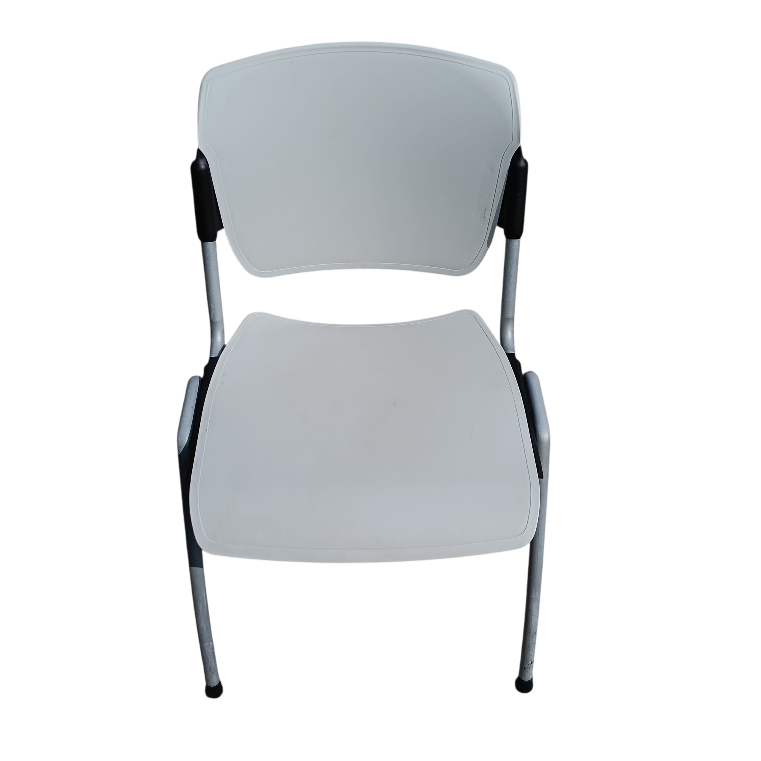 Sedia Axosan impilabile,seduta plastica bianca, struttura acciaio grigio