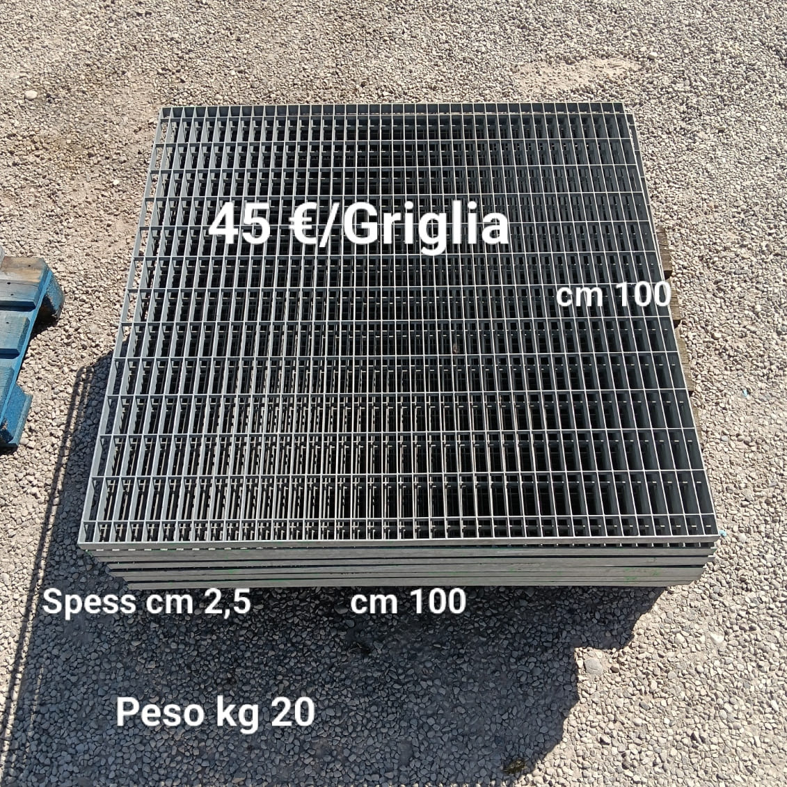 Griglie zincate bordate, per passerelle. 100 x 100