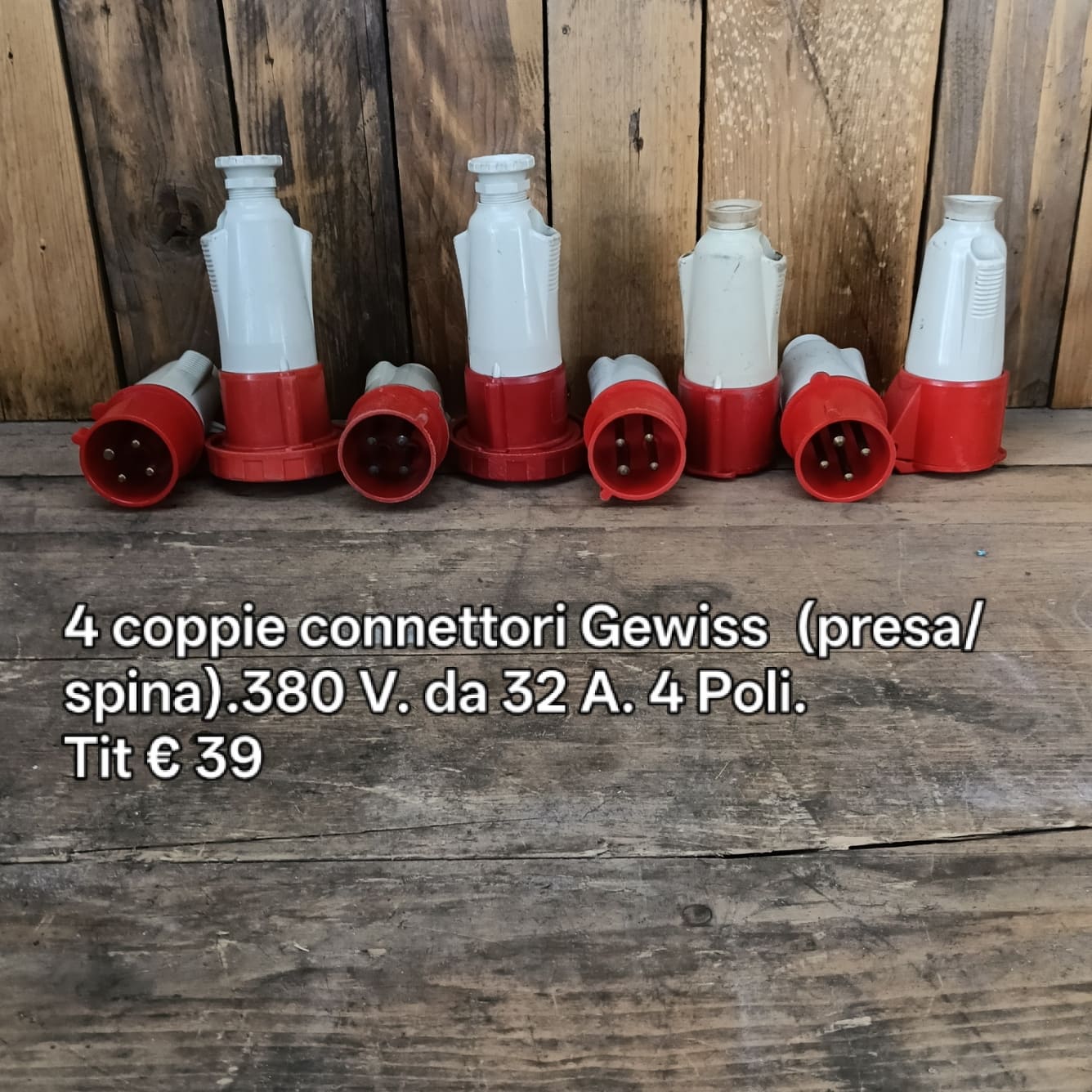 Connettori Gewiss da 380 V, 32 Amp, 4 Poli. N°4 coppie